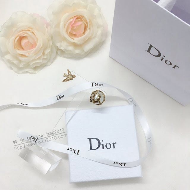 Dior飾品 迪奧經典熱銷款珍珠與鳥復古銅色耳釘耳環  zgd1466